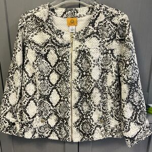 Ruby Rd. Monochrome Snake Print Teddy Jacket